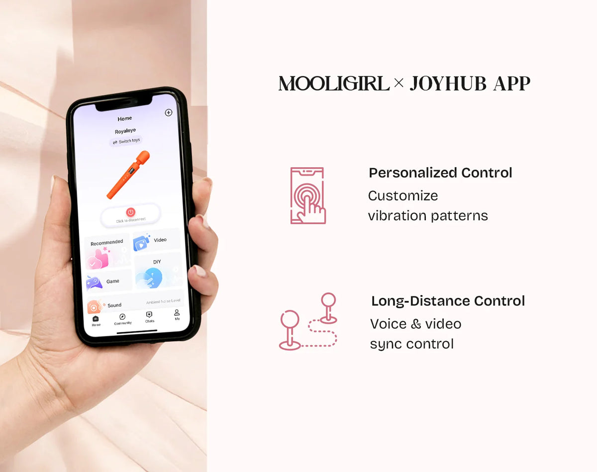 Mooligirl Velvet Plus app controlled wand vibrator with smart connectivity for personalized modes and convenient remote control.